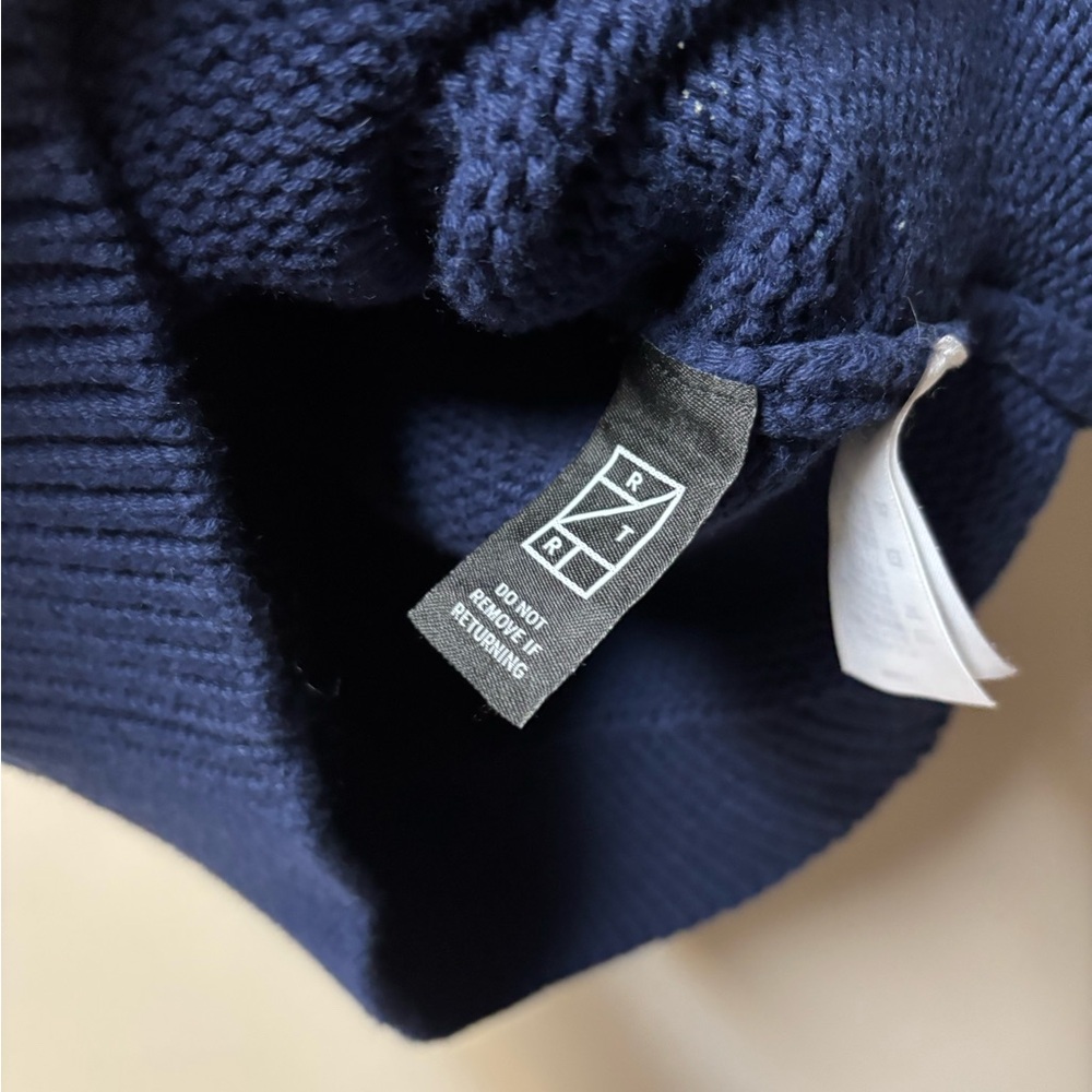 Adam Lippes Collective Navy Blue Puff Sleeve Turtleneck Sweater Size M - Picture 5 of 9
